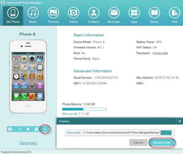 restore iPhone 6 files